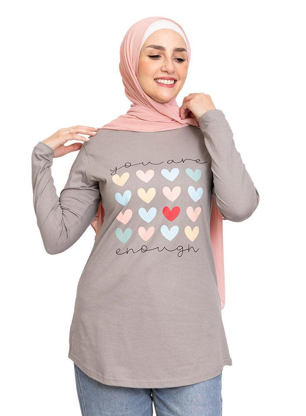 Forest Grey Printed Long - Sleeve Design 51 - Khotwh